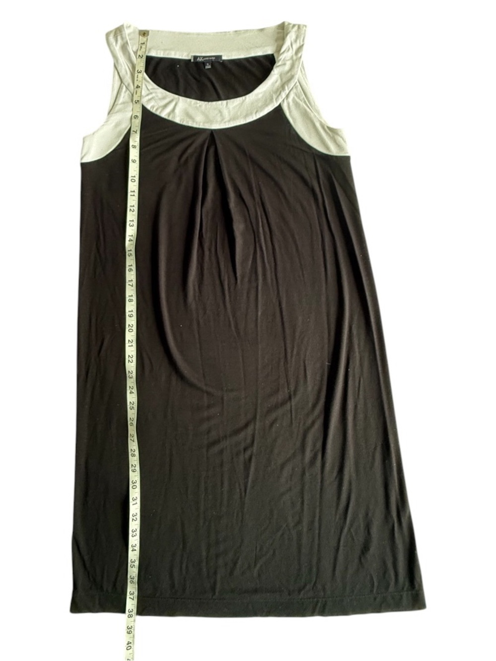 AK Anne Klein Shift Dress S Black White Sleeveless Pleated Stretch Career Resort - Picture 7 of 9
